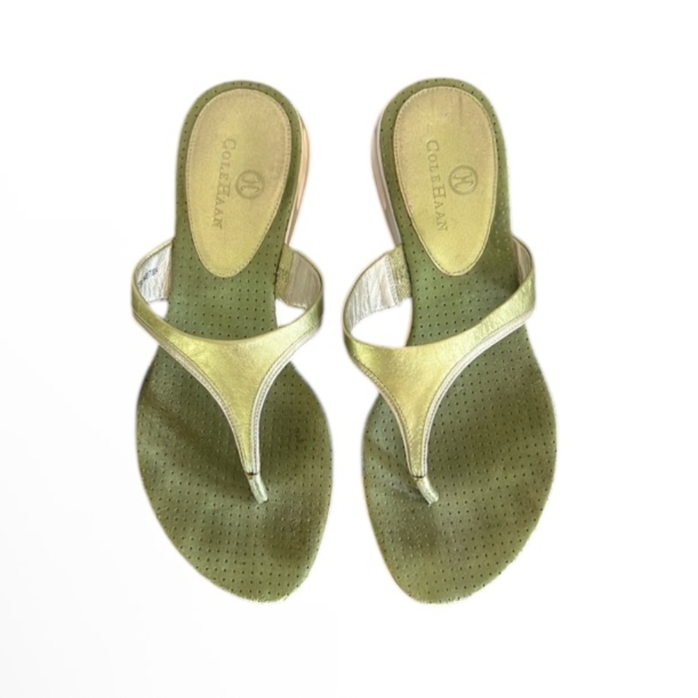 Cole Haan Flip Flops Metallic Straps Size 7 - Picture 3 of 14